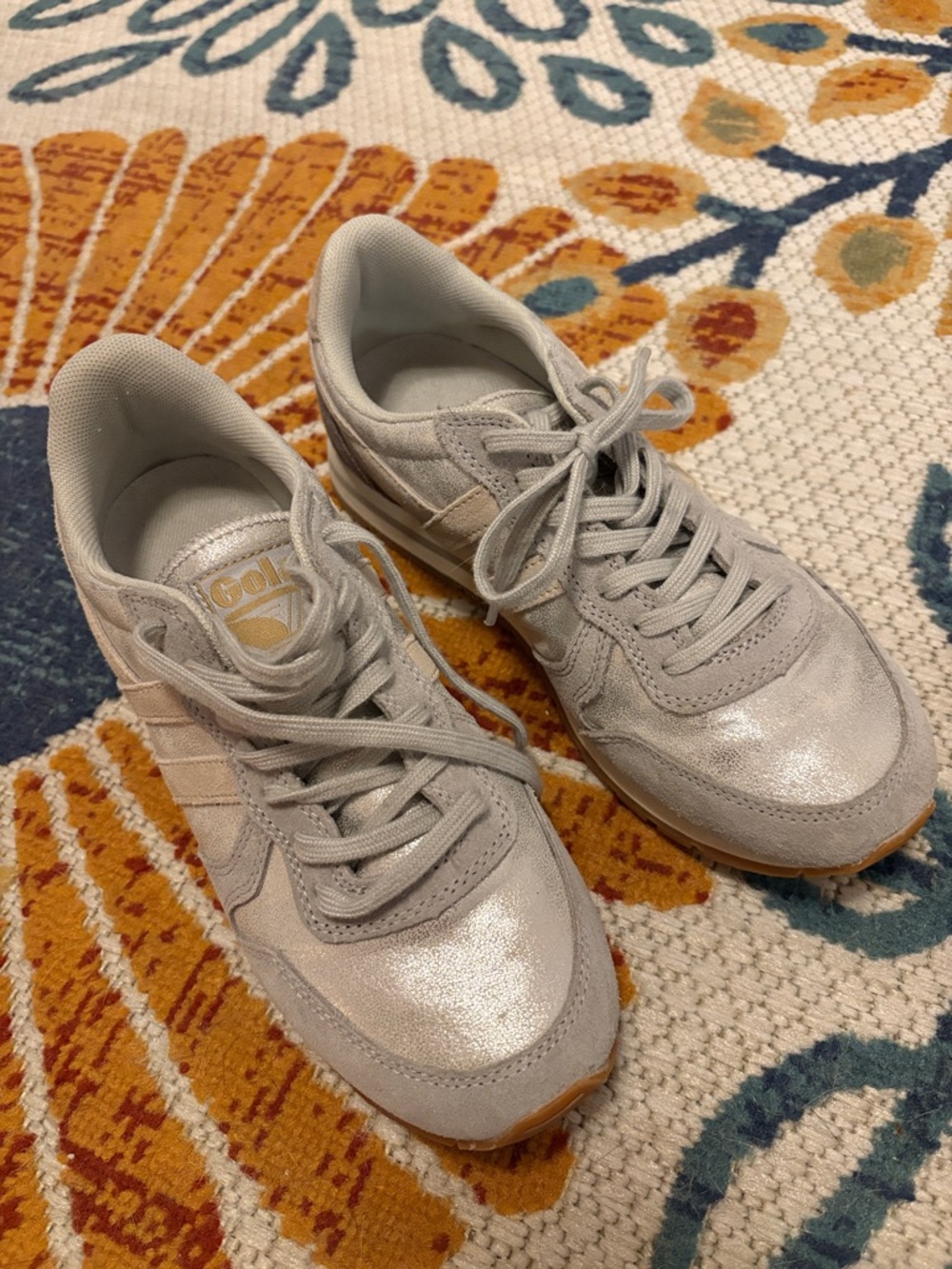 Gola Women's Silver Metallic & Light Gray Suede Sneakers